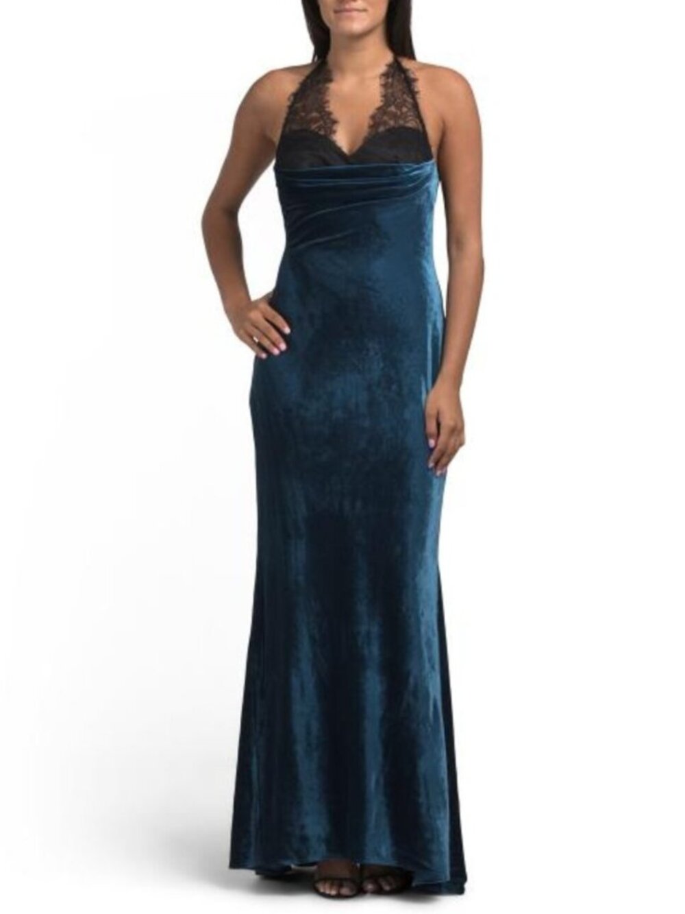 BCBGMAXAZRIA Lace Velvet Gown